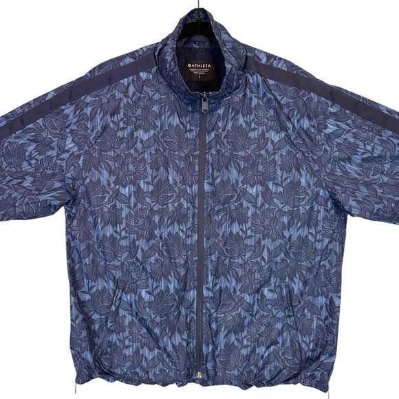 Athleta Sightseer Lace Jacket Navy Blue Floral Mesh Zip Bomber Windbreaker Large - Picture 5 of 14